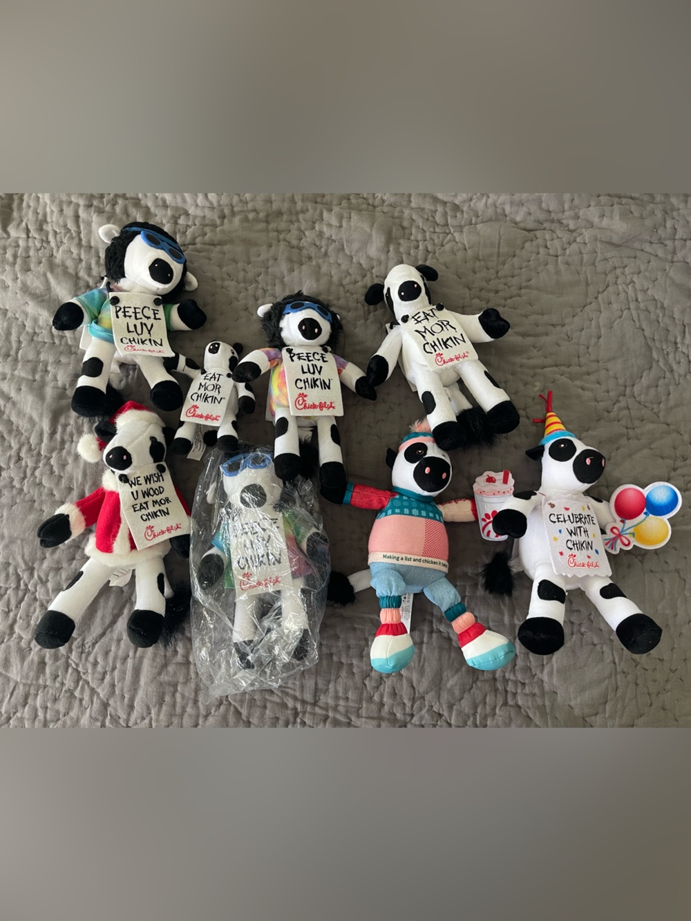 Chick-fil-A Plush Cow Toy Bundle of 8 Black & White Collectible for Kids Chicken